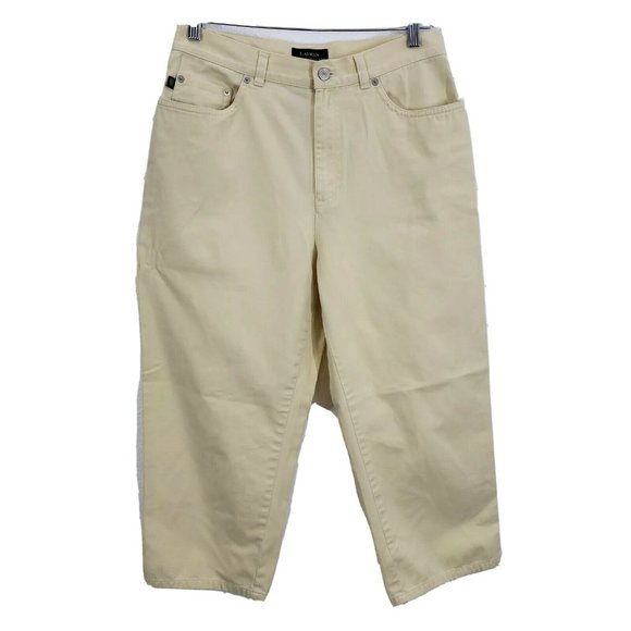 Lauren Ralph Lauren Womens Jeans Cropped Soft yellow Size 8 High Waist Capri - Picture 1 of 10